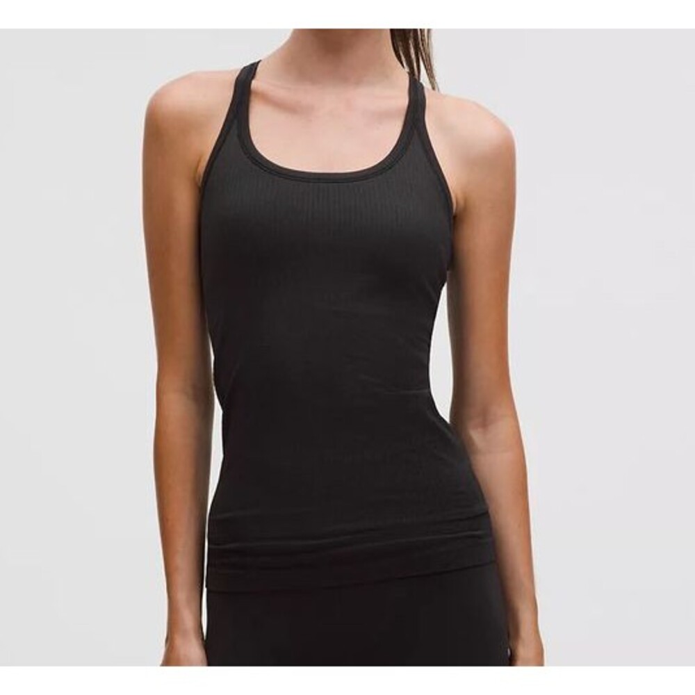 NWT Lululemon Ebb to Street Tank Top Black Size 12 B/C Built In Bra Yoga